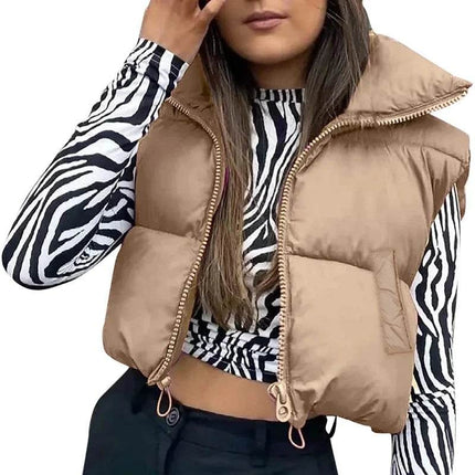 Women Cropped Vest Sleeveless Puffer Jacket - Jacket - Sunsiom - Mad Fly Essentials