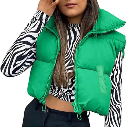 Women Cropped Vest Sleeveless Puffer Jacket - Jacket - Sunsiom - Mad Fly Essentials