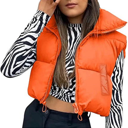 Women Cropped Vest Sleeveless Puffer Jacket - Jacket - Sunsiom - Mad Fly Essentials
