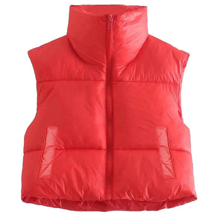 Women Cropped Vest Sleeveless Puffer Jacket - Jacket - Sunsiom - Mad Fly Essentials