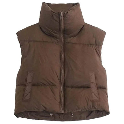 Women Cropped Vest Sleeveless Puffer Jacket - Jacket - Sunsiom - Mad Fly Essentials