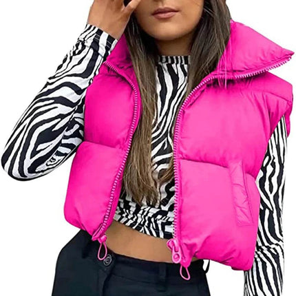 Women Cropped Vest Sleeveless Puffer Jacket - Jacket - Sunsiom - Mad Fly Essentials
