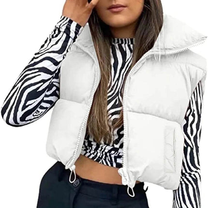 Women Cropped Vest Sleeveless Puffer Jacket - Jacket - Sunsiom - Mad Fly Essentials