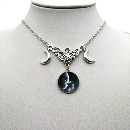 Women Crystal Glass Moon Necklace - Mad Fly Essentials