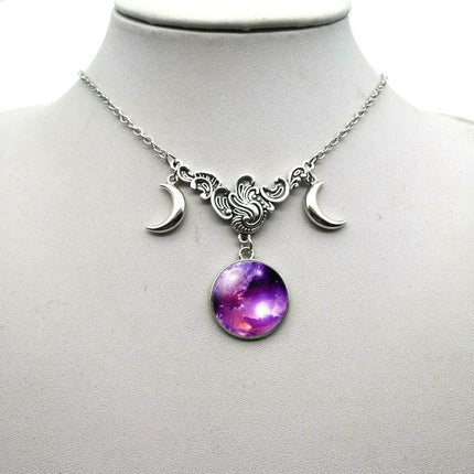 Women Crystal Glass Moon Necklace - Necklace - ESSPOC - Mad Fly Essentials