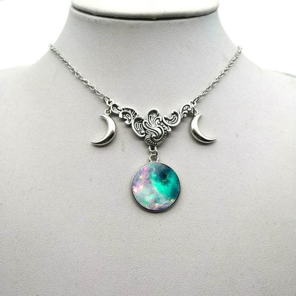Women Crystal Glass Moon Necklace - Mad Fly Essentials