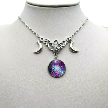 Women Crystal Glass Moon Necklace - Necklace - ESSPOC - Mad Fly Essentials