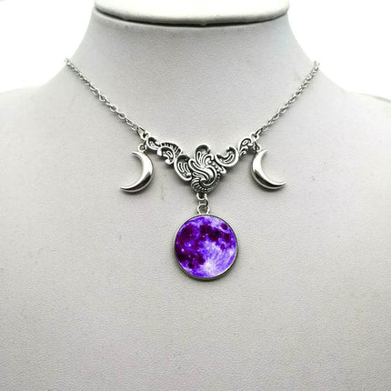 Women Crystal Glass Moon Necklace - Mad Fly Essentials