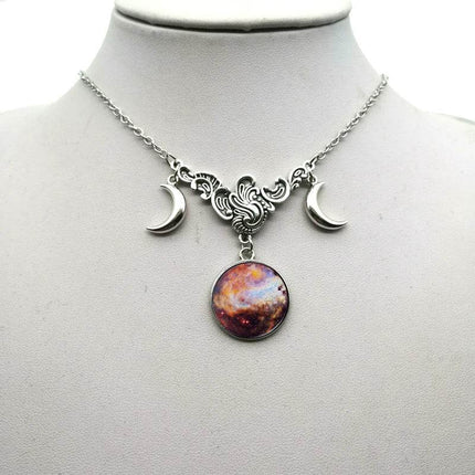 Women Crystal Glass Moon Necklace - Mad Fly Essentials