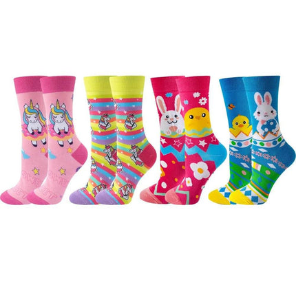 Women Cute Cartoon 4pair Fashion Long Socks - Socks - TOB - Mad Fly Essentials