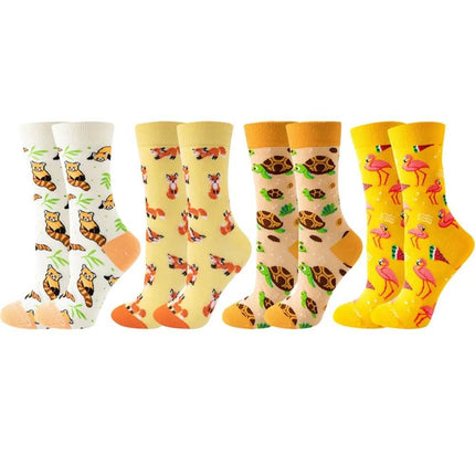 Women Cute Cartoon 4pair Fashion Long Socks - Socks - TOB - Mad Fly Essentials