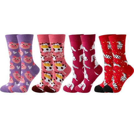 Women Cute Cartoon 4pair Fashion Long Socks - Socks - TOB - Mad Fly Essentials
