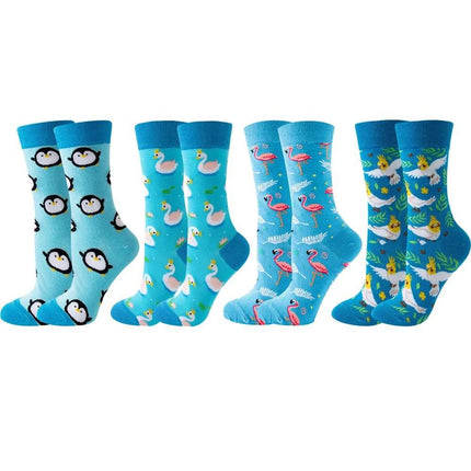 Women Cute Cartoon 4pair Fashion Long Socks - Socks - TOB - Mad Fly Essentials