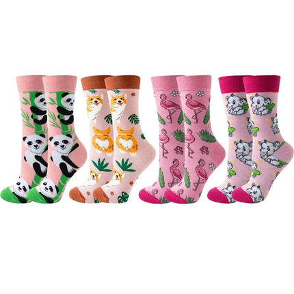 Women Cute Cartoon 4pair Fashion Long Socks - Socks - TOB - Mad Fly Essentials