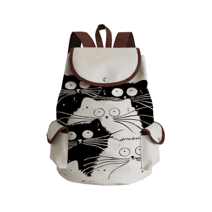 Women Eco - Friendly Cartoon Cat Tote Backpack - Backpack - Reachshore - Mad Fly Essentials