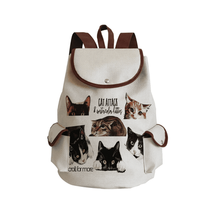 Women Eco-Friendly Cartoon Cat Tote Backpacks - Mad Fly Essentials