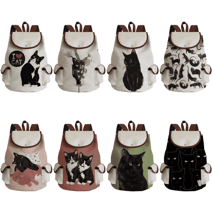 Women Eco - Friendly Cartoon Cat Tote Backpack - Backpack - Reachshore - Mad Fly Essentials