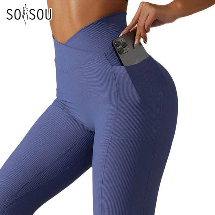 Women Elastic Leggings Crop Top Fitness Bra Activewear Set - Activewear Set - SOISOU - Mad Fly Essentials