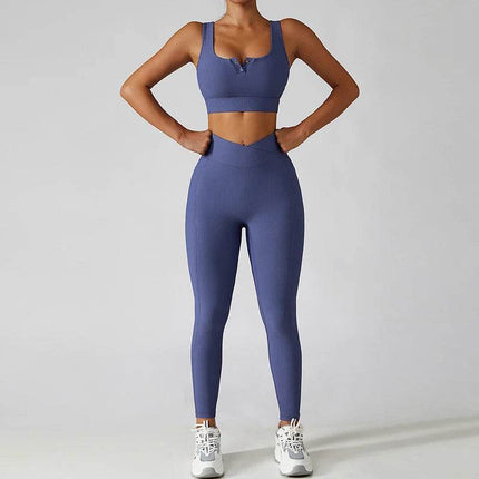 Women Elastic Leggings Crop Top Fitness Bra Activewear Set - Activewear Set - SOISOU - Mad Fly Essentials