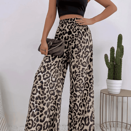 Women Elastic Waist Capris Wide Leopard Harem Pants - Harem Pants - Sfit - Mad Fly Essentials