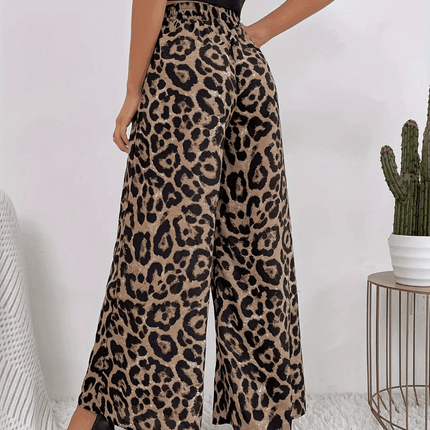 Women Elastic Waist Capris Wide Leopard Harem Pants - Harem Pants - Sfit - Mad Fly Essentials