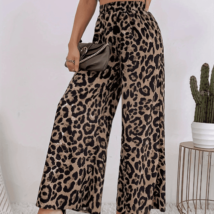 Women Elastic Waist Capris Wide Leopard Harem Pants - Harem Pants - Sfit - Mad Fly Essentials