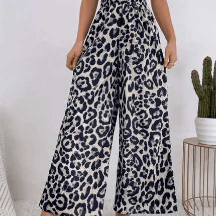 Women Elastic Waist Capris Wide Leopard Harem Pants - Harem Pants - Sfit - Mad Fly Essentials