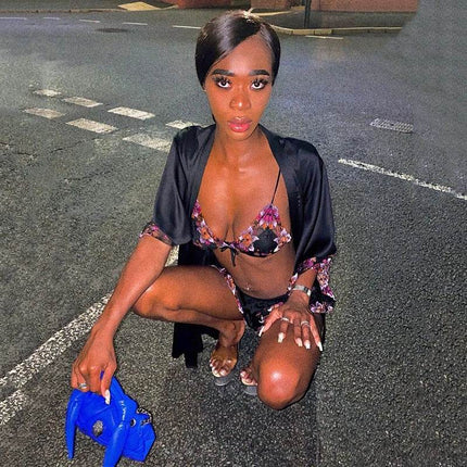 Women Embroidery Black Patchwork 2pc Lingerie Set - Lingerie Set - Boho Girl - Mad Fly Essentials