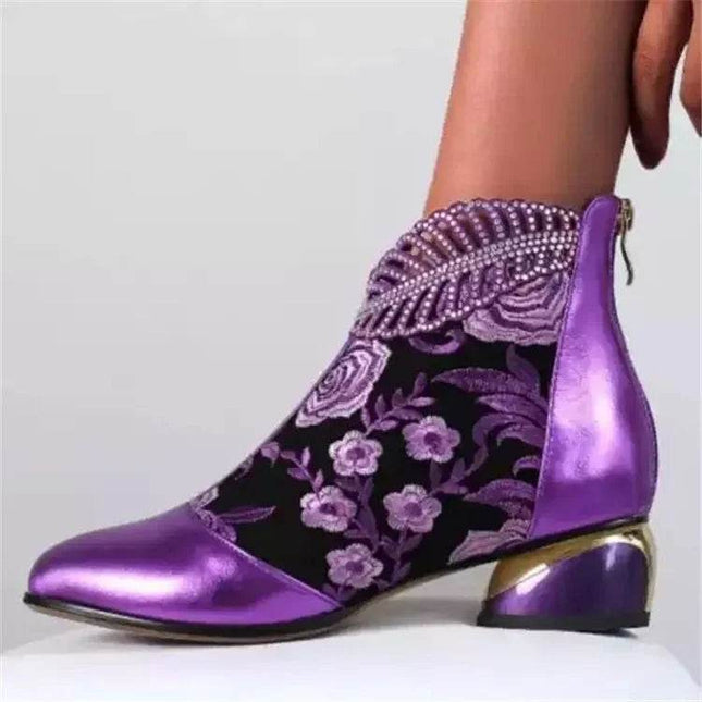 Boots Women Embroidery Floral Western Ankle Boots Boots Jaycosin Mad Fly Essentials
