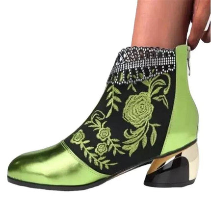 Women Embroidery Floral Western Ankle Boots - Boots - Jaycosin - Mad Fly Essentials