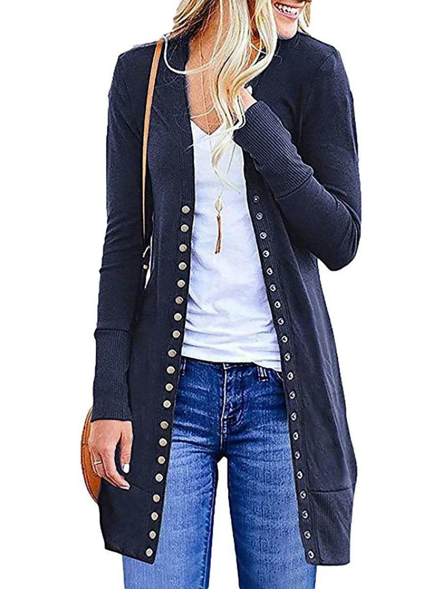 Women European Button Sweater Cardigan Outerwear - Outerwear - kalenmos - Mad Fly Essentials