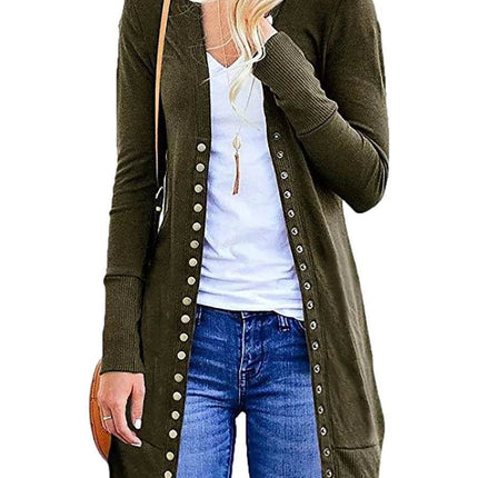 Women European Button Sweater Cardigan Outerwear - Outerwear - kalenmos - Mad Fly Essentials