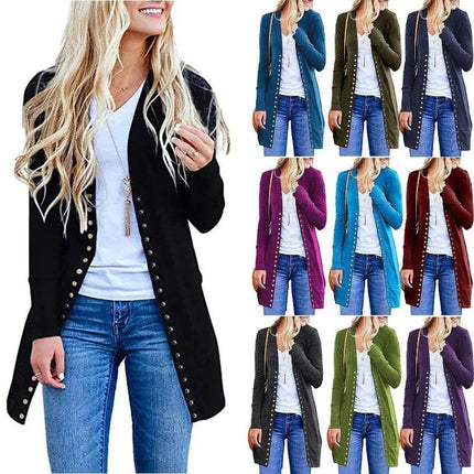 Women European Button Sweater Cardigan Outerwear - Outerwear - kalenmos - Mad Fly Essentials