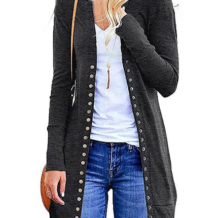 Women European Button Sweater Cardigan Outerwear - Outerwear - kalenmos - Mad Fly Essentials