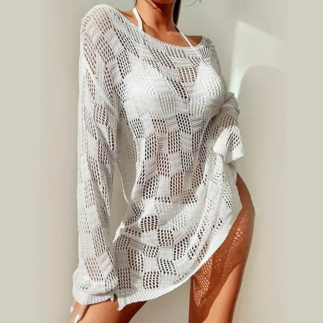 Women European Hollow Out Bikini Cover - up Mini Dress - Mini Dress - Kayle - Mad Fly Essentials