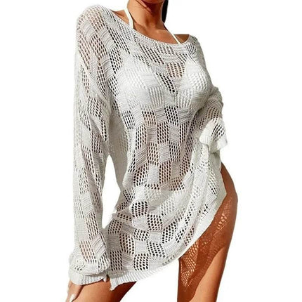 Women European Hollow Out Bikini Cover - up Mini Dress - Mini Dress - Kayle - Mad Fly Essentials