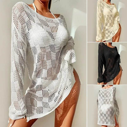 Women European Hollow Out Bikini Cover - up Mini Dress - Mini Dress - Kayle - Mad Fly Essentials