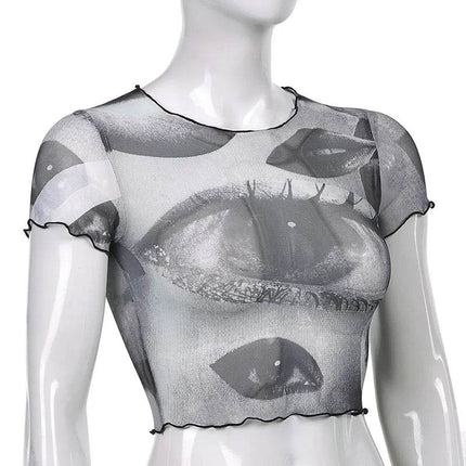 Women Eye Gothic Vintage 90s Crop Top - Crop Top - CIBBAR - Mad Fly Essentials