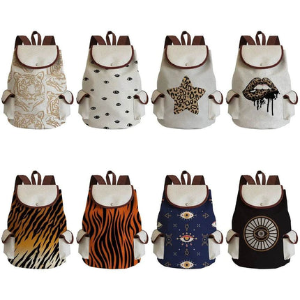 Women Eye Linen Trendy Animal Backpack - Backpack - Wish Shape - Mad Fly Essentials