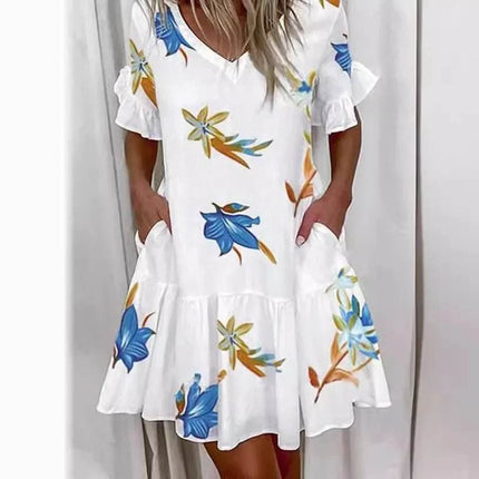 Women Fashion Floral Ruffle Mini Dress - Mini Dress - Veryou - Mad Fly Essentials