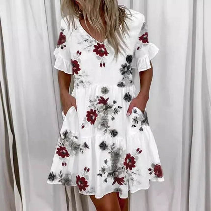 Women Fashion Floral Ruffle Mini Dress - Mini Dress - Veryou - Mad Fly Essentials