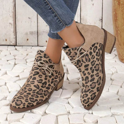 Women Fashion Leopard Back Zipper Boots - Boots - YM - Mad Fly Essentials