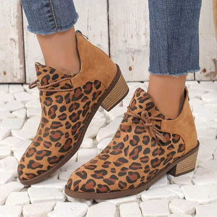 Women Fashion Leopard Back Zipper Boots - Boots - YM - Mad Fly Essentials