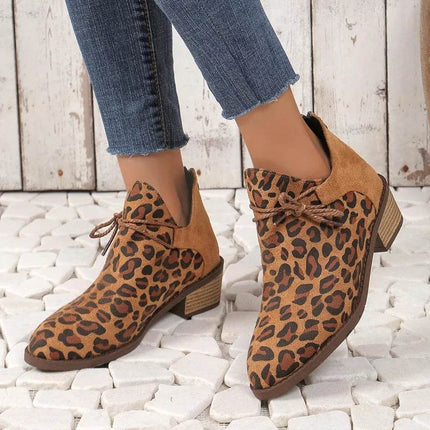 Women Fashion Leopard Back Zipper Boots - Boots - YM - Mad Fly Essentials