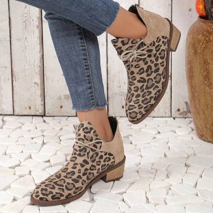 Women Fashion Leopard Back Zipper Boots - Boots - YM - Mad Fly Essentials