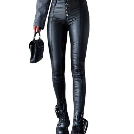 Women Fashion Red Black Leather Casual Cargo Pants - Cargo Pants - FiLiFiTi - Mad Fly Essentials