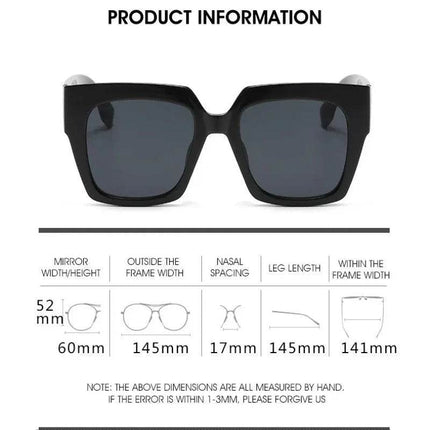 Women Fashion Square Oversized Frame Retro Sunglasses - Women Sunglasses - Oblisk Eyewear - Mad Fly Essentials