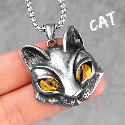 Women Fashion Stainless Cat Eyes Pendant Necklace - Necklace - ADGH - Mad Fly Essentials