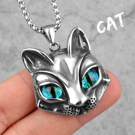 Women Fashion Stainless Cat Eyes Pendant Necklace - Necklace - ADGH - Mad Fly Essentials