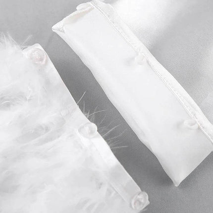 Women Feather Long 2pc Pajama Sleepwear Set - Sleepwear Set - mnealways18 - Mad Fly Essentials